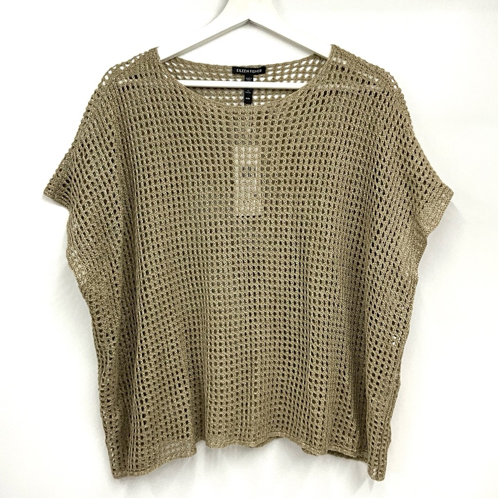 NWT Eileen Fisher Organic Linen Délavé Bateau Neck Top Natural M Italian Yarn